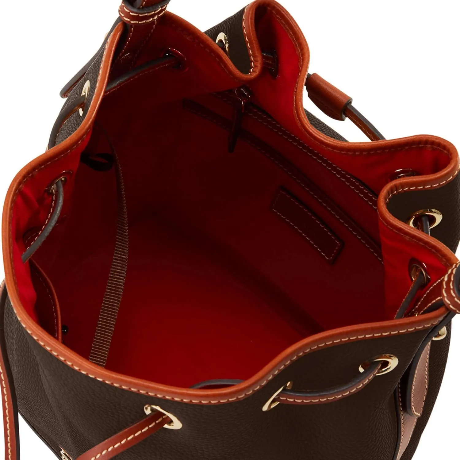 Dooney & Bourke Shoulder Bags, Pebble Grain Drawstring Leather Bucket Bags for Women - Brown