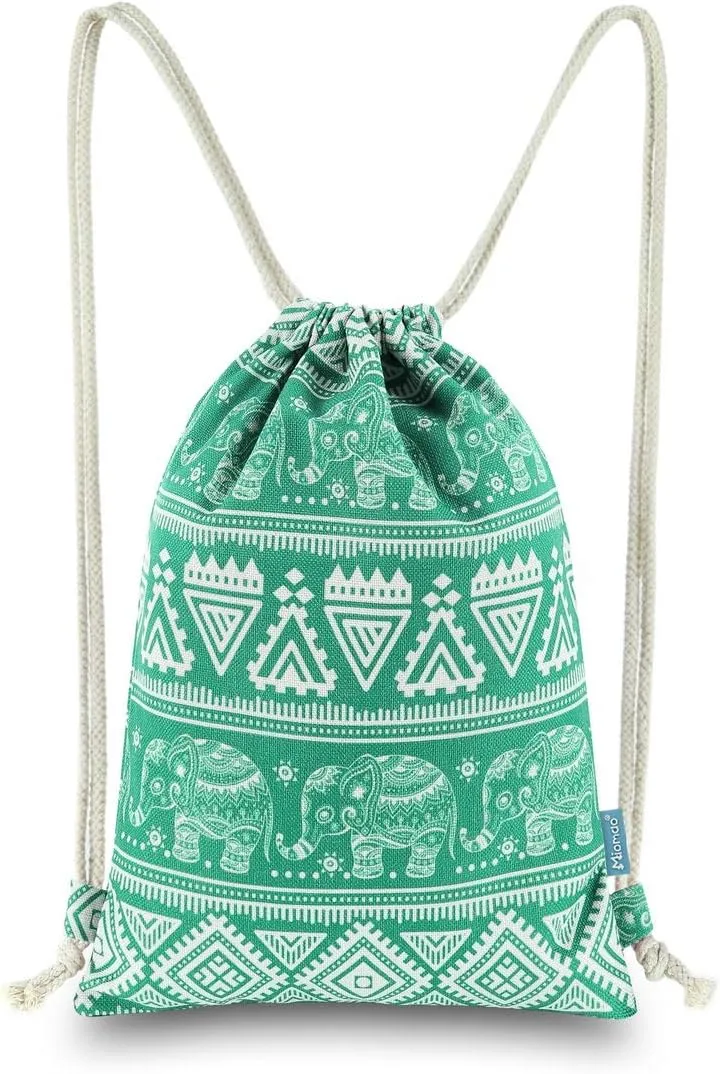 Drawstring Backpack Elephant String Bag Gym Sackpack Canvas Sport Daypack
