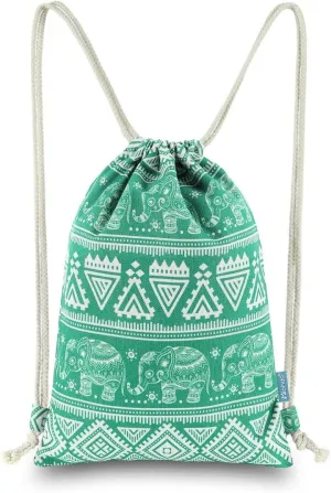 Drawstring Backpack Elephant String Bag Gym Sackpack Canvas Sport Daypack