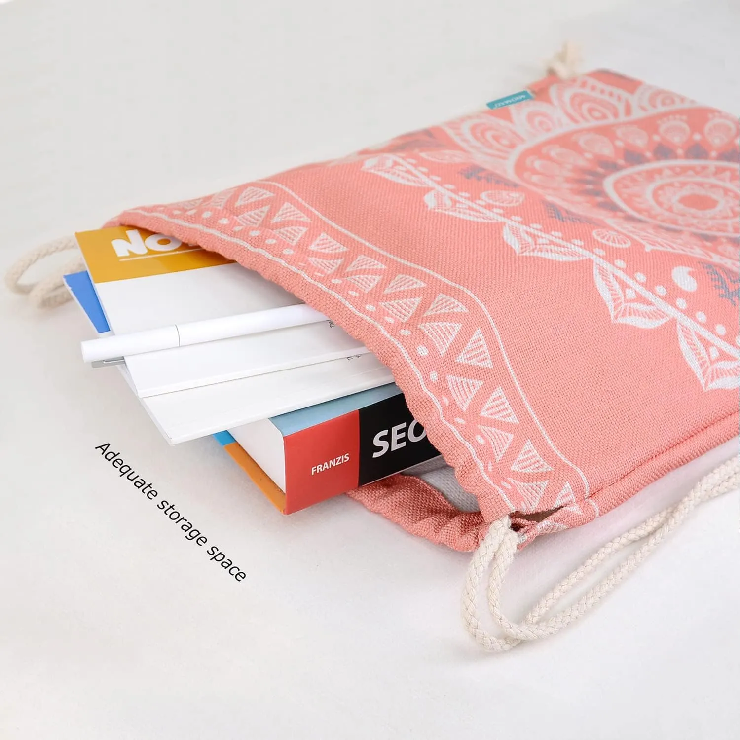 Drawstring Backpack Mandala Style String Bag Canvas Beach Sport Daypack