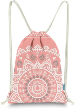 Drawstring Backpack Mandala Style String Bag Canvas Beach Sport Daypack
