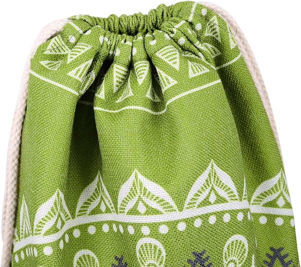 Drawstring Backpack Mandala Style String Bag Canvas Beach Sport Daypack