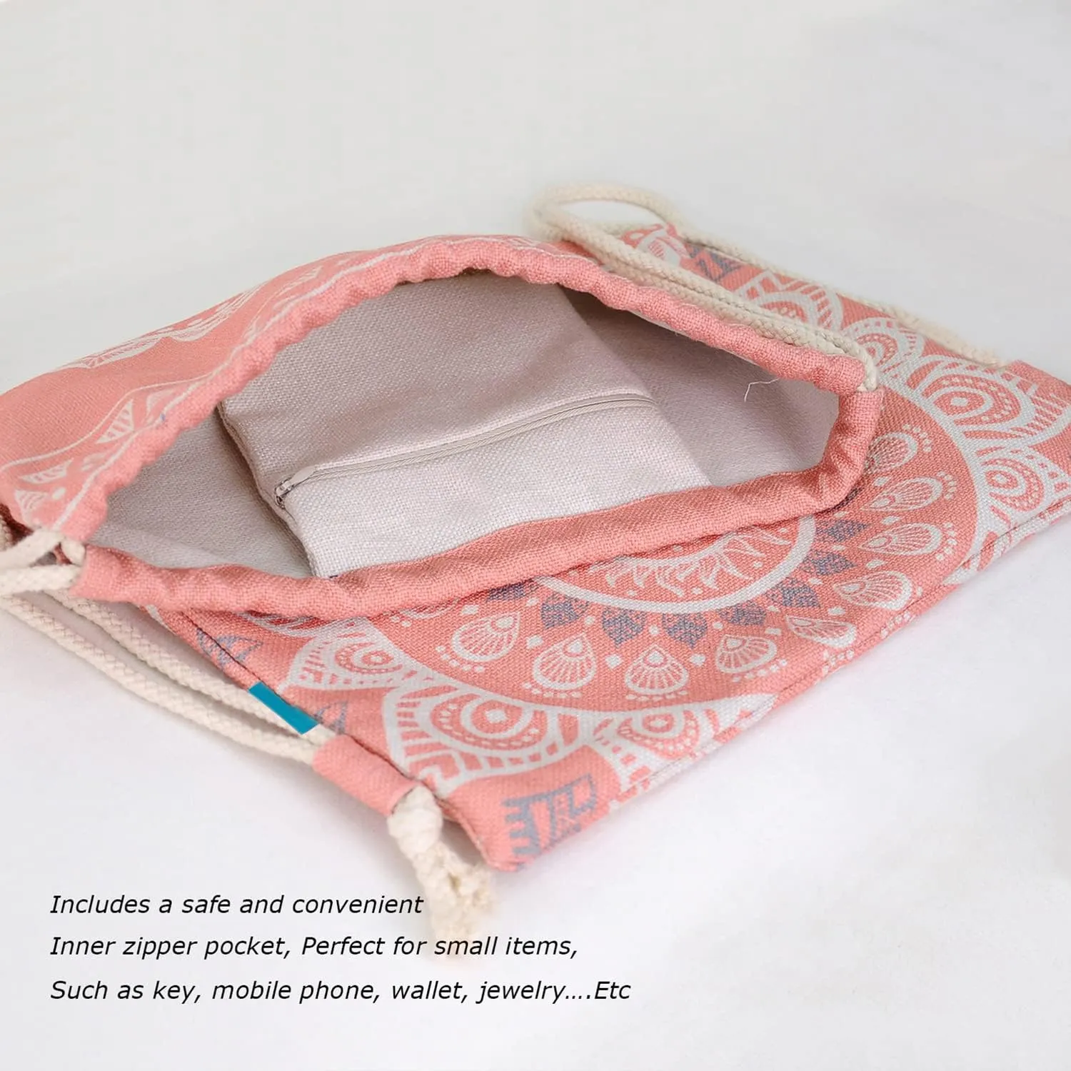 Drawstring Backpack Mandala Style String Bag Canvas Beach Sport Daypack