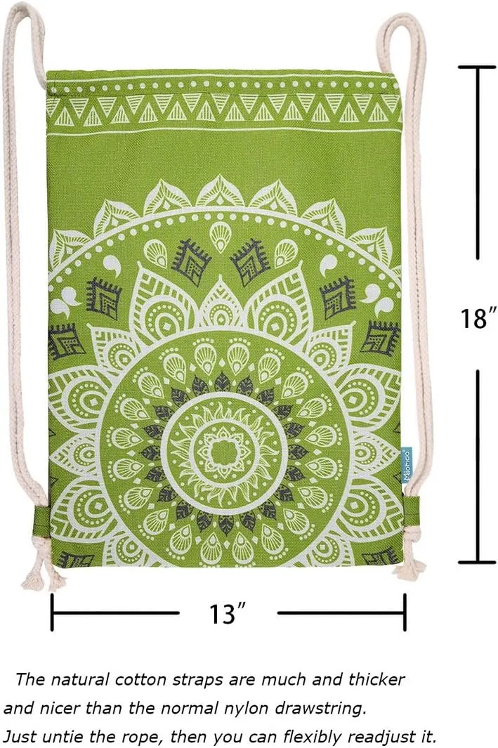 Drawstring Backpack Mandala Style String Bag Canvas Beach Sport Daypack