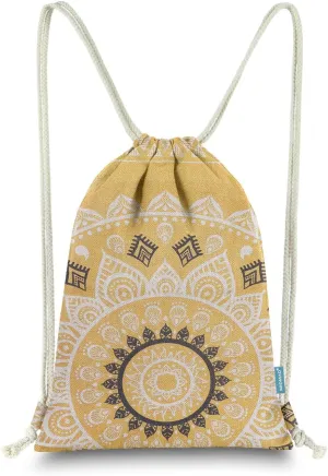 Drawstring Backpack Mandala Style String Bag Canvas Beach Sport Daypack
