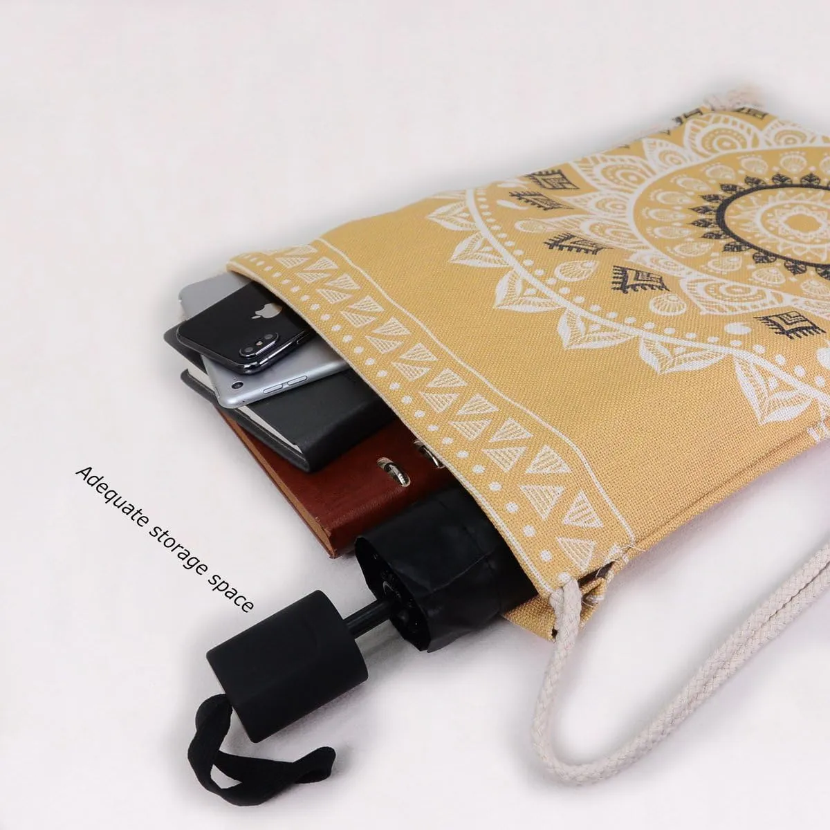 Drawstring Backpack Mandala Style String Bag Canvas Beach Sport Daypack
