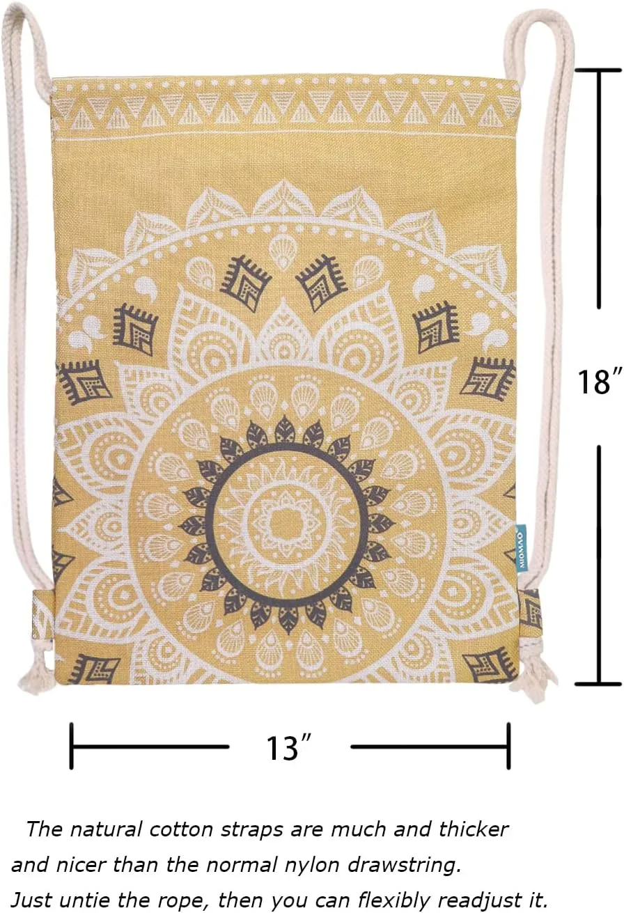 Drawstring Backpack Mandala Style String Bag Canvas Beach Sport Daypack