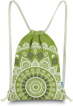 Drawstring Backpack Mandala Style String Bag Canvas Beach Sport Daypack