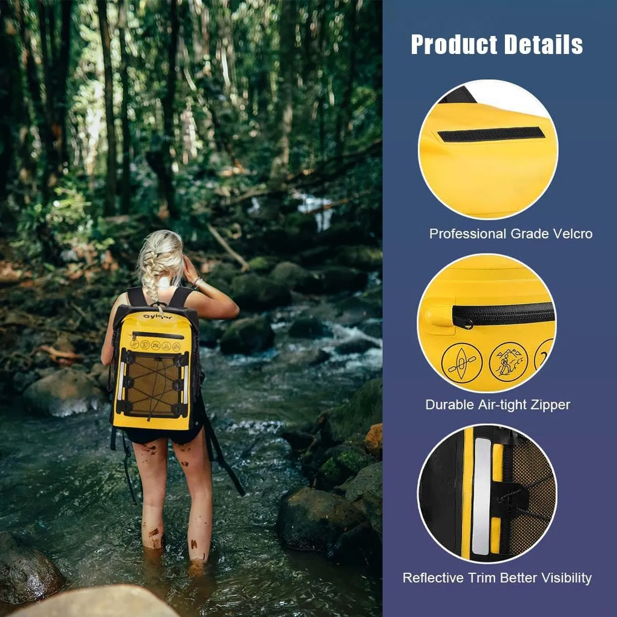 Dry Bag Backpack Waterproof Floating 25L, Dry Bags Waterproof Backpack for Women Men, Dry Sack Waterproof Bag for Kayaking Beach Boating