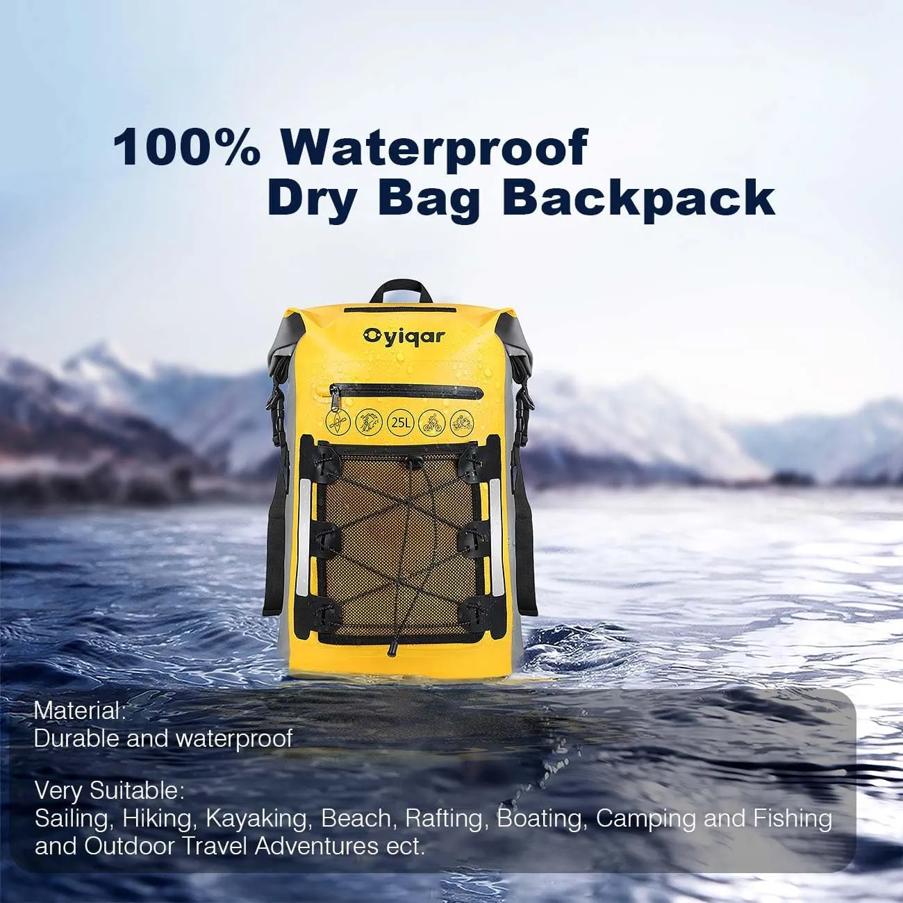 Dry Bag Backpack Waterproof Floating 25L, Dry Bags Waterproof Backpack for Women Men, Dry Sack Waterproof Bag for Kayaking Beach Boating
