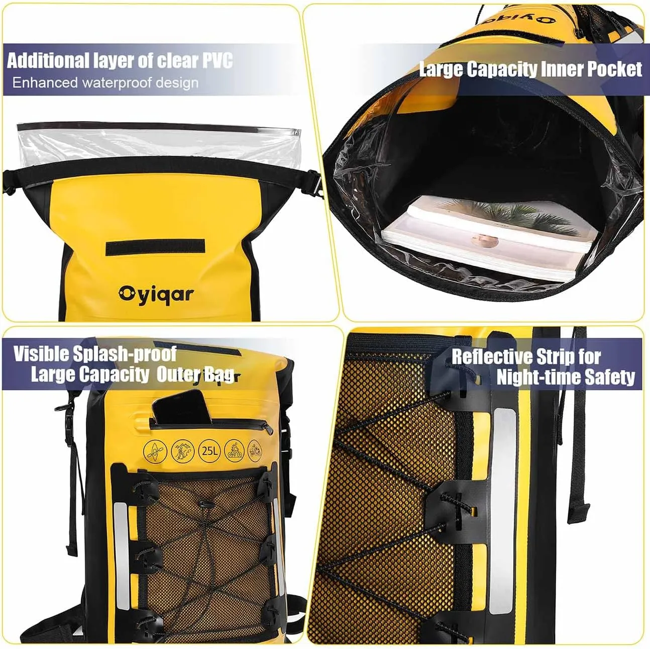 Dry Bag Backpack Waterproof Floating 25L, Dry Bags Waterproof Backpack for Women Men, Dry Sack Waterproof Bag for Kayaking Beach Boating