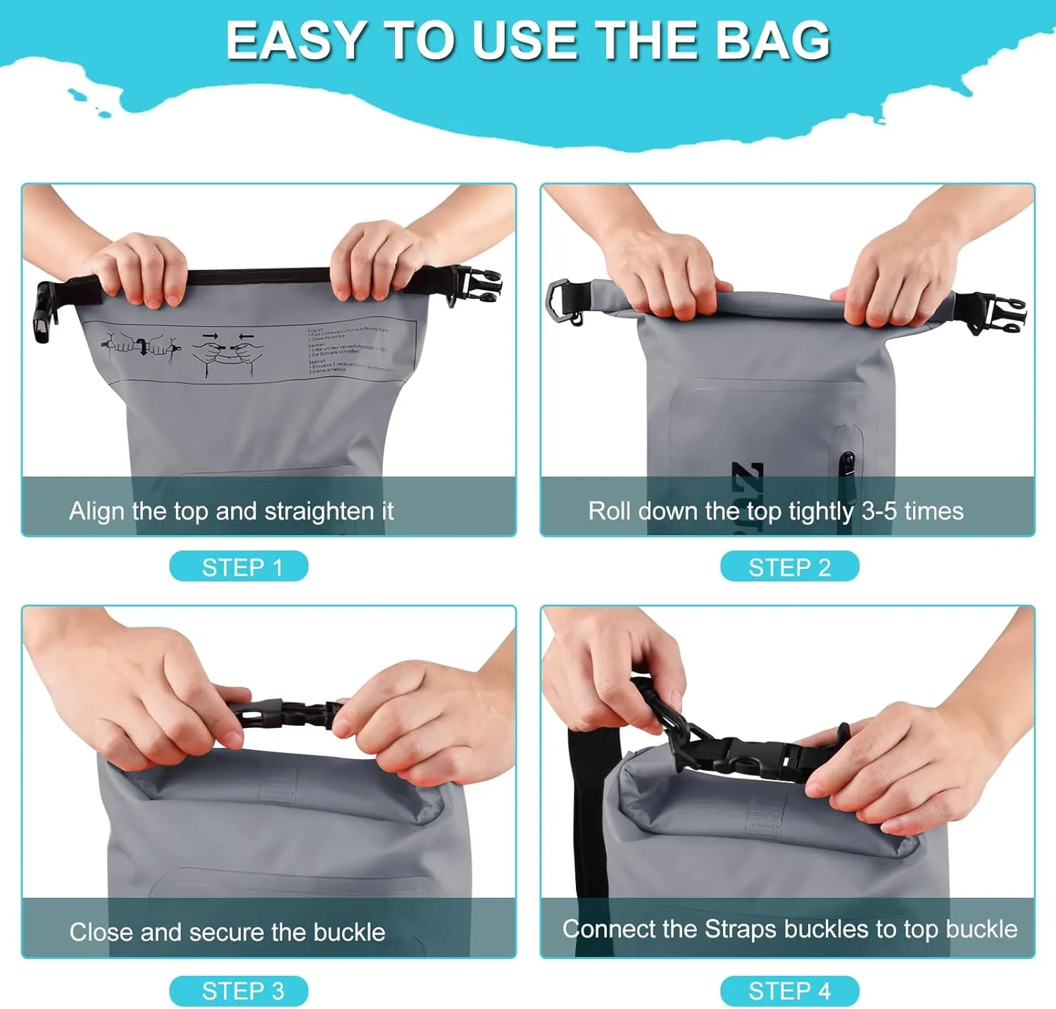 Dry Bag Waterproof Floating Backpack 10L/20L/30L,Waterproof Bag for Women Men,Roll Top Dry Compression Sack Keeps Gear Dry for Boating, Kayaking, Surfing, Rafting and Fishing (Grey, 10L)