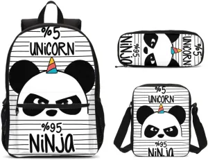 Dujiea Backpack for Boys Girls Kids Children School Book Bag with Shouder Bag Pencil Case 3 Piece Set