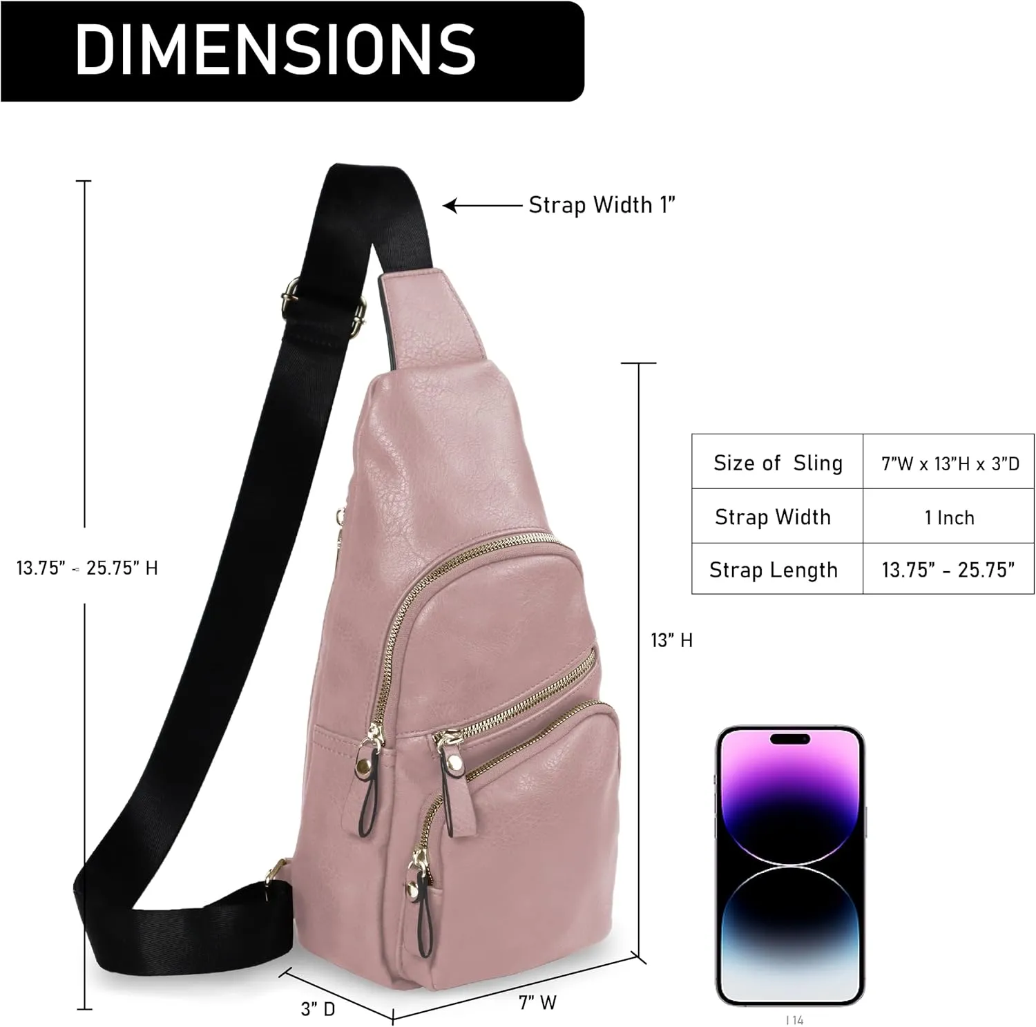 Emperia Small Sling Bag Fanny Packs Crossbody Bags Travel Backpack Chest Bag Gifts for Women Men Mauve