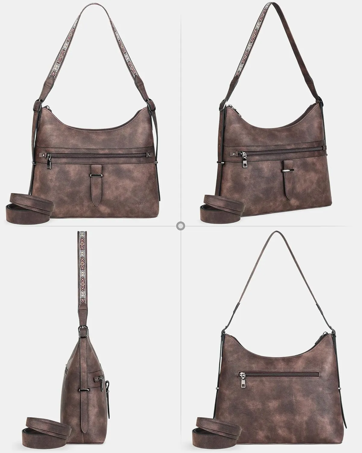 FADEON Hobo Bags Purse for Women Vegan Leather Crossbody Bag Designer Ladies Shoulder Cross Body Handbag Wide Straps