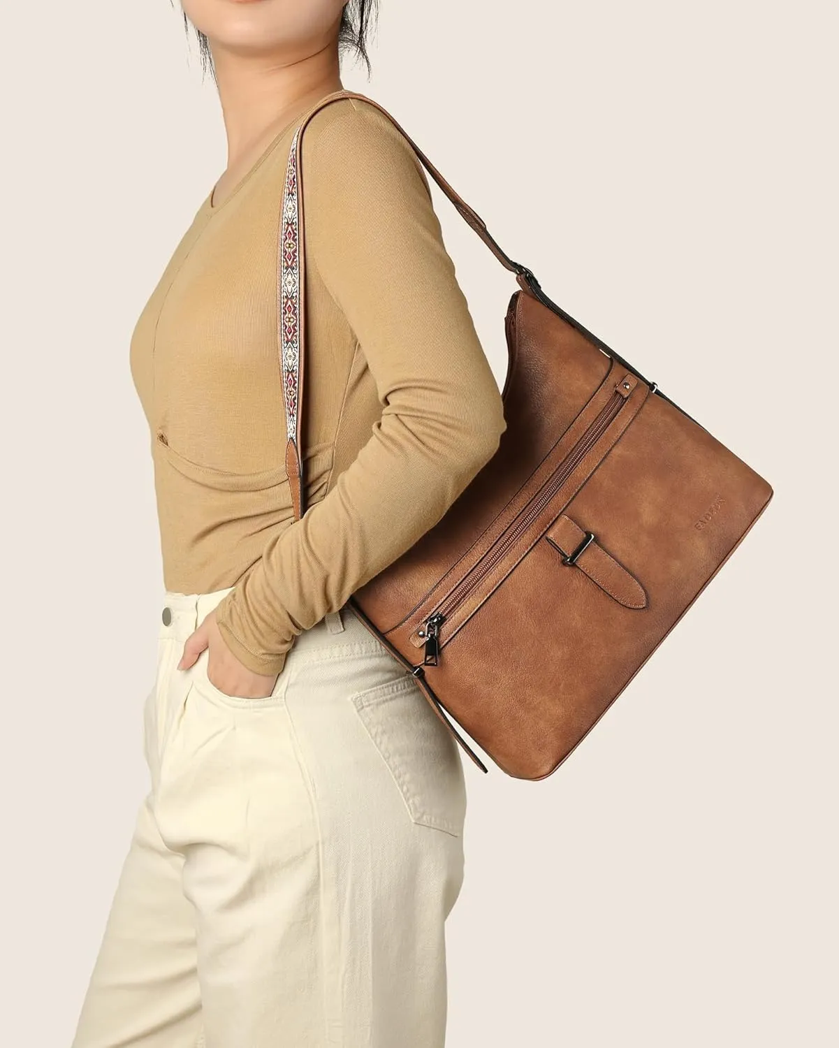 FADEON Hobo Bags Purse for Women Vegan Leather Crossbody Bag Designer Ladies Shoulder Cross Body Handbag Wide Straps