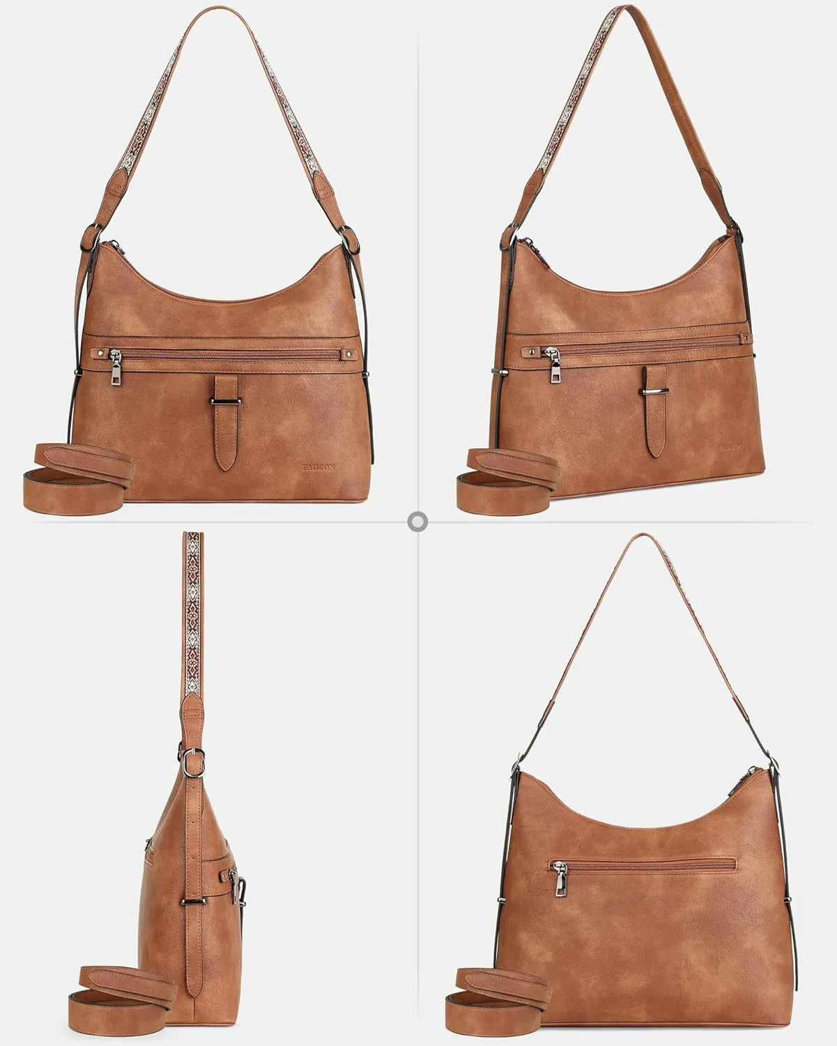 FADEON Hobo Bags Purse for Women Vegan Leather Crossbody Bag Designer Ladies Shoulder Cross Body Handbag Wide Straps