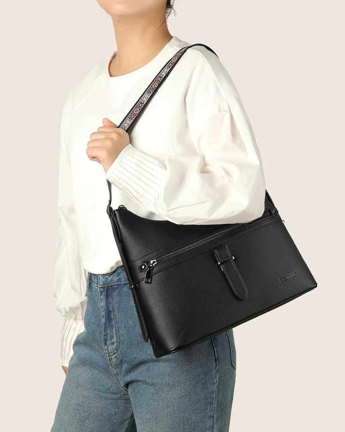 FADEON Hobo Bags Purse for Women Vegan Leather Crossbody Bag Designer Ladies Shoulder Cross Body Handbag Wide Straps