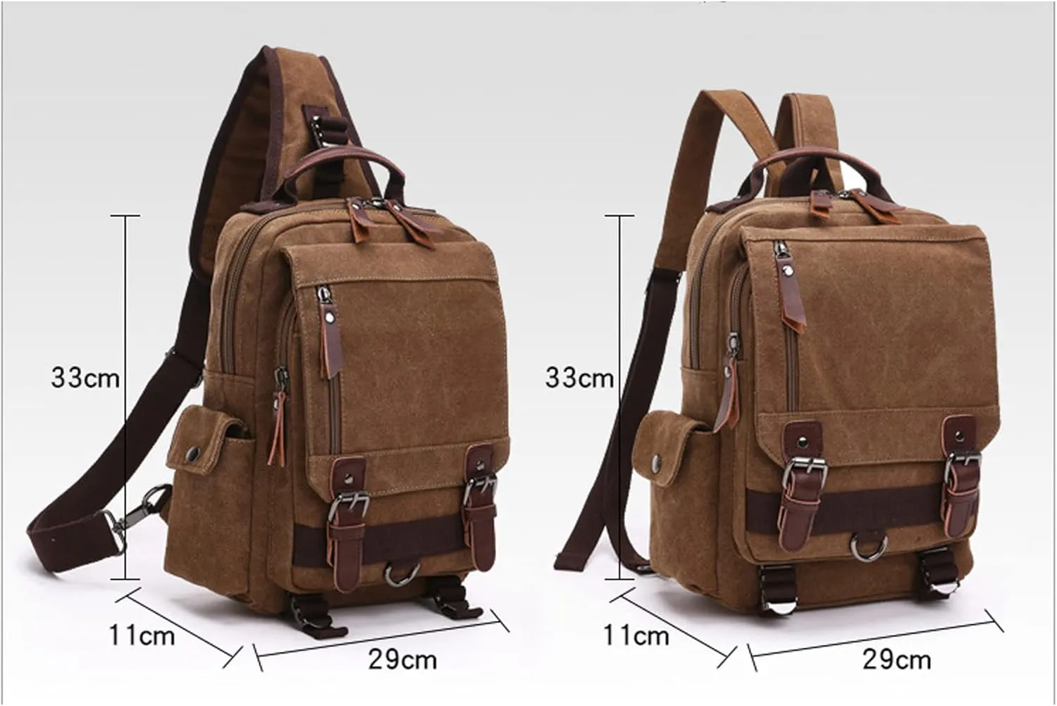 Fashion Canvas Outdoor Travel Crossbody Chest Bag Backpack Army green Single shoulder