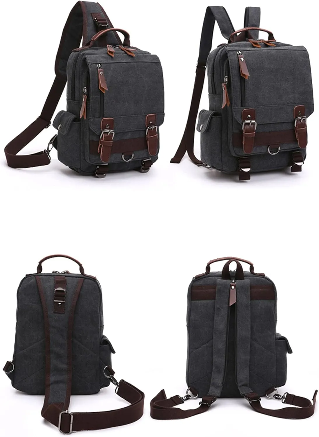Fashion Canvas Outdoor Travel Crossbody Chest Bag Backpack Army green Single shoulder