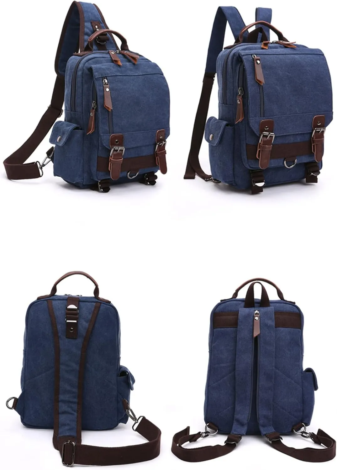 Fashion Canvas Outdoor Travel Crossbody Chest Bag Backpack Army green Single shoulder