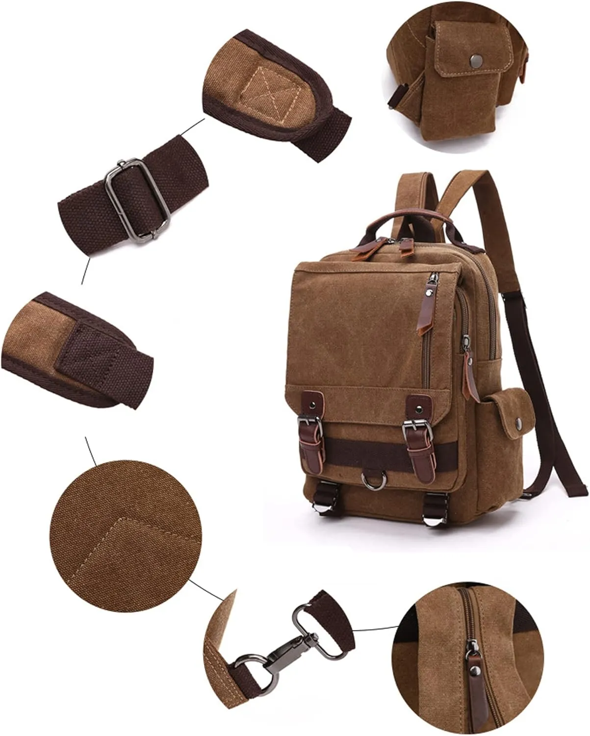 Fashion Canvas Outdoor Travel Crossbody Chest Bag Backpack Army green Single shoulder