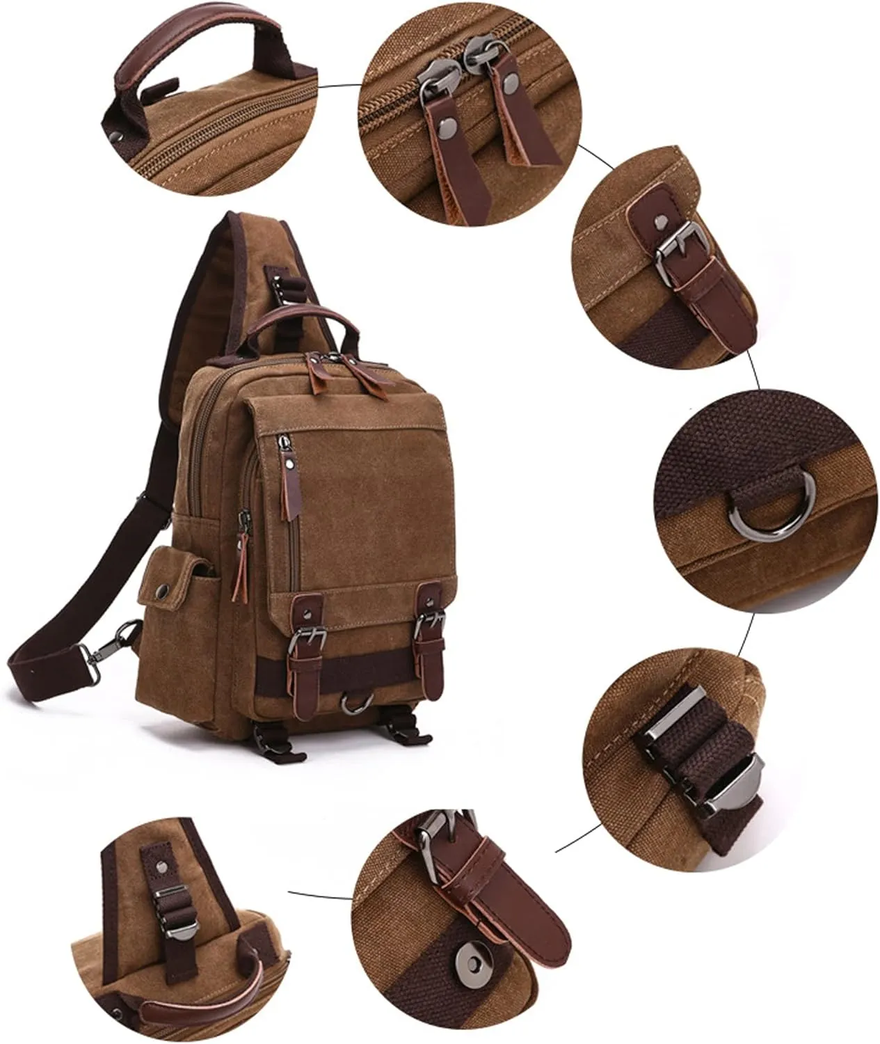 Fashion Canvas Outdoor Travel Crossbody Chest Bag Backpack Army green Single shoulder
