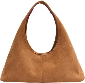 Fashionable Suede Crescent Shoulder Bag Fall Winter Underarm Hobo Tote Bags Work Purses Handbag Top Handle Bag for Women