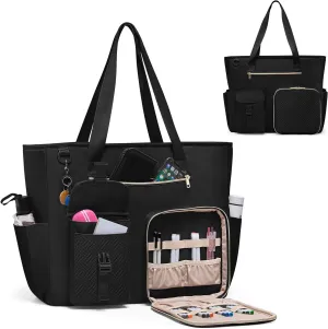 Fasrom XXL Utility Tote Bag for Women with 15.6 inches Laptop Compartment, Extra Large Teacher Bag to Hold Supplies and More, Black (Patent Design)