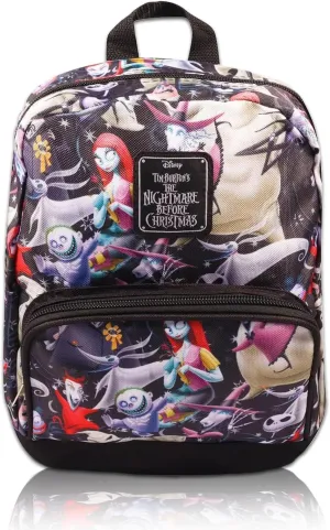 Fast Forward New York Disney Nightmare Before Christmas Mini Backpack for Women -- Canvas Purse Shoulder Bag Adults, Teens-Include Plastic bottle