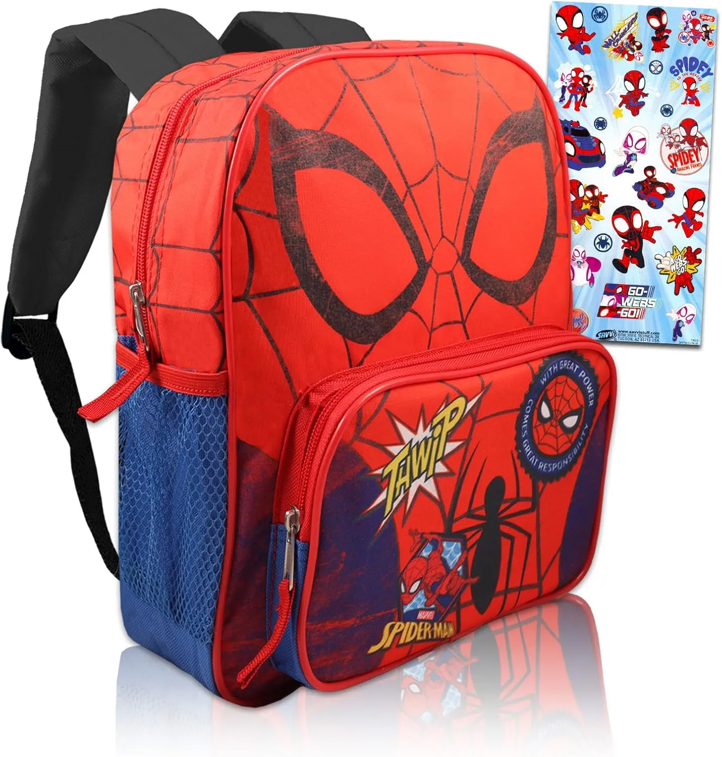 Fast Forward Spiderman Mini Backpack for Boys Set - Bundle with Deluxe 11" Spider-Man Backpack Plus Spidey Stickers | Spiderman Backpack for Boys 4-6