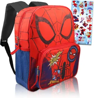 Fast Forward Spiderman Mini Backpack for Boys Set - Bundle with Deluxe 11" Spider-Man Backpack Plus Spidey Stickers | Spiderman Backpack for Boys 4-6