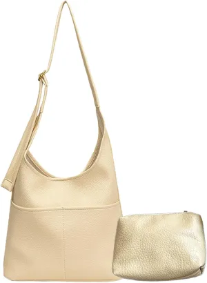 Faux Leather Hobo Bag for Women Large PU Leather Slouchy Bag with Small Purse Soft Crossbody Bags Tote Shoulder Bag