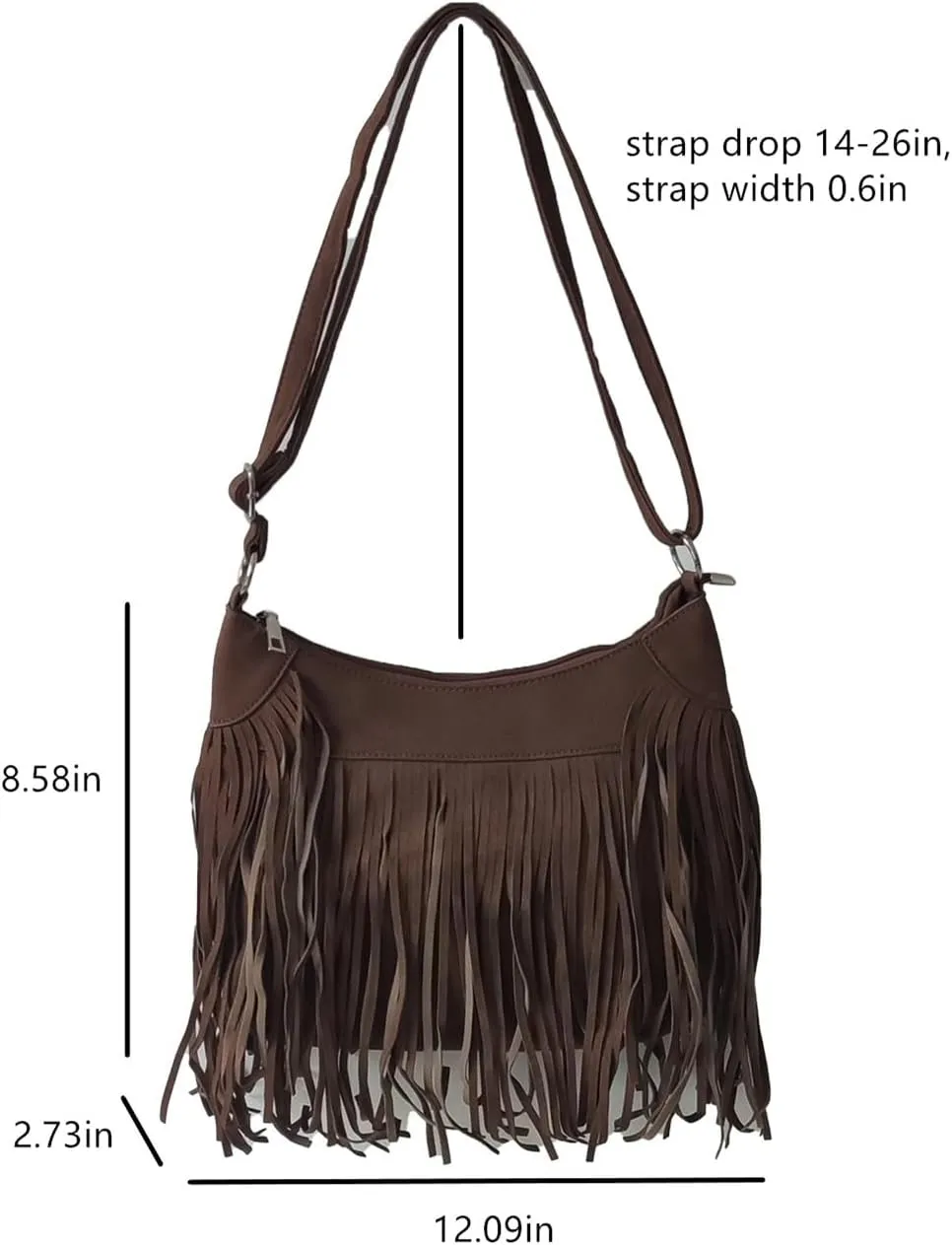 Faux Suede Fringe Crossbody Bag Western Bohemian Purses and Handbags for Women
