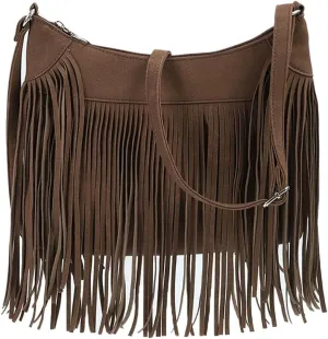 Faux Suede Fringe Crossbody Bag Western Bohemian Purses and Handbags for Women