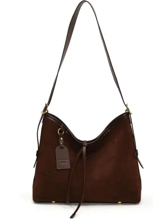 Faux Suede Tote Bag, Women's Slouchy Crossbody Shoulder Hobo Bag