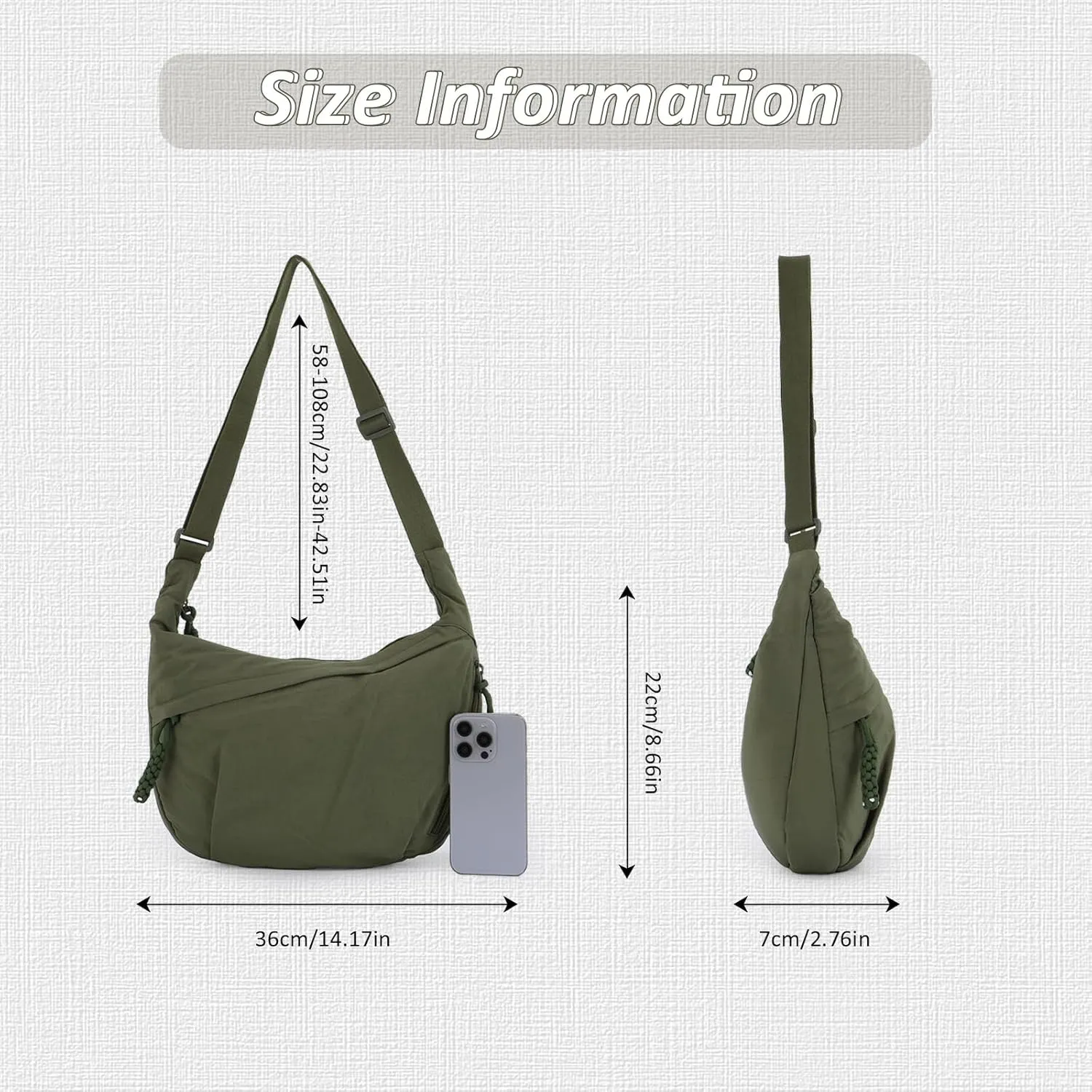 Fecialy Crescent Hobo Crossbody Bag - Multi-Pocket Sling Moon Slouchy Dumpling Bag for Women & Men