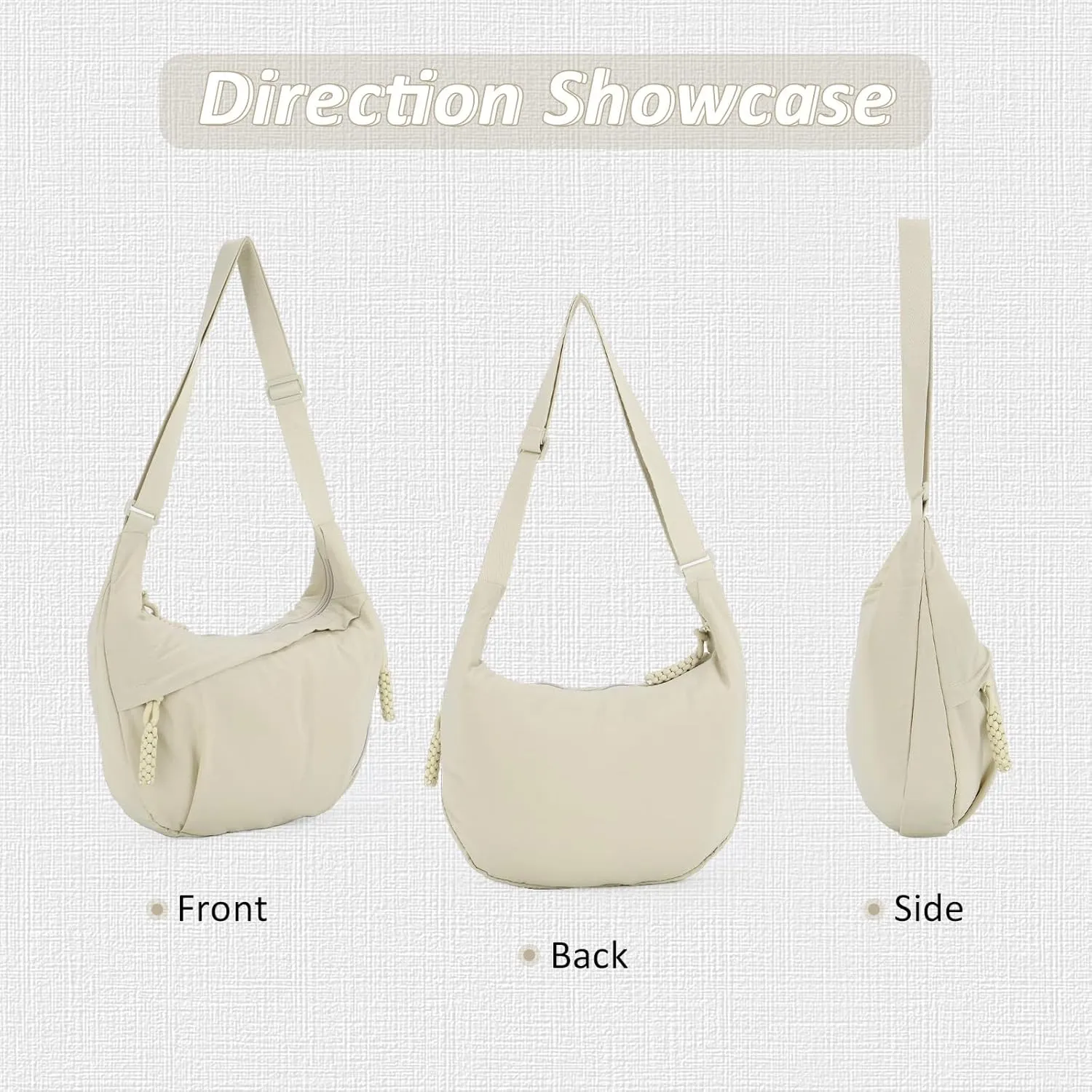 Fecialy Crescent Hobo Crossbody Bag - Multi-Pocket Sling Moon Slouchy Dumpling Bag for Women & Men