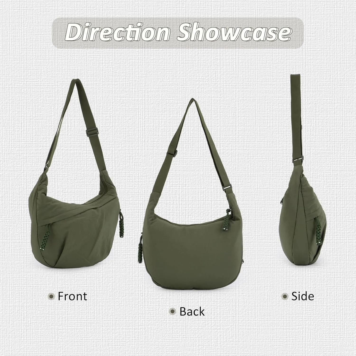 Fecialy Crescent Hobo Crossbody Bag - Multi-Pocket Sling Moon Slouchy Dumpling Bag for Women & Men