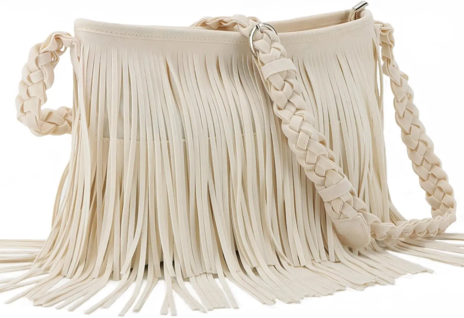 Fecialy Faux Suede Fringe Crossbody Bags for Women Western Hippie Shoulder Bag Messenger Bag Sling Bag