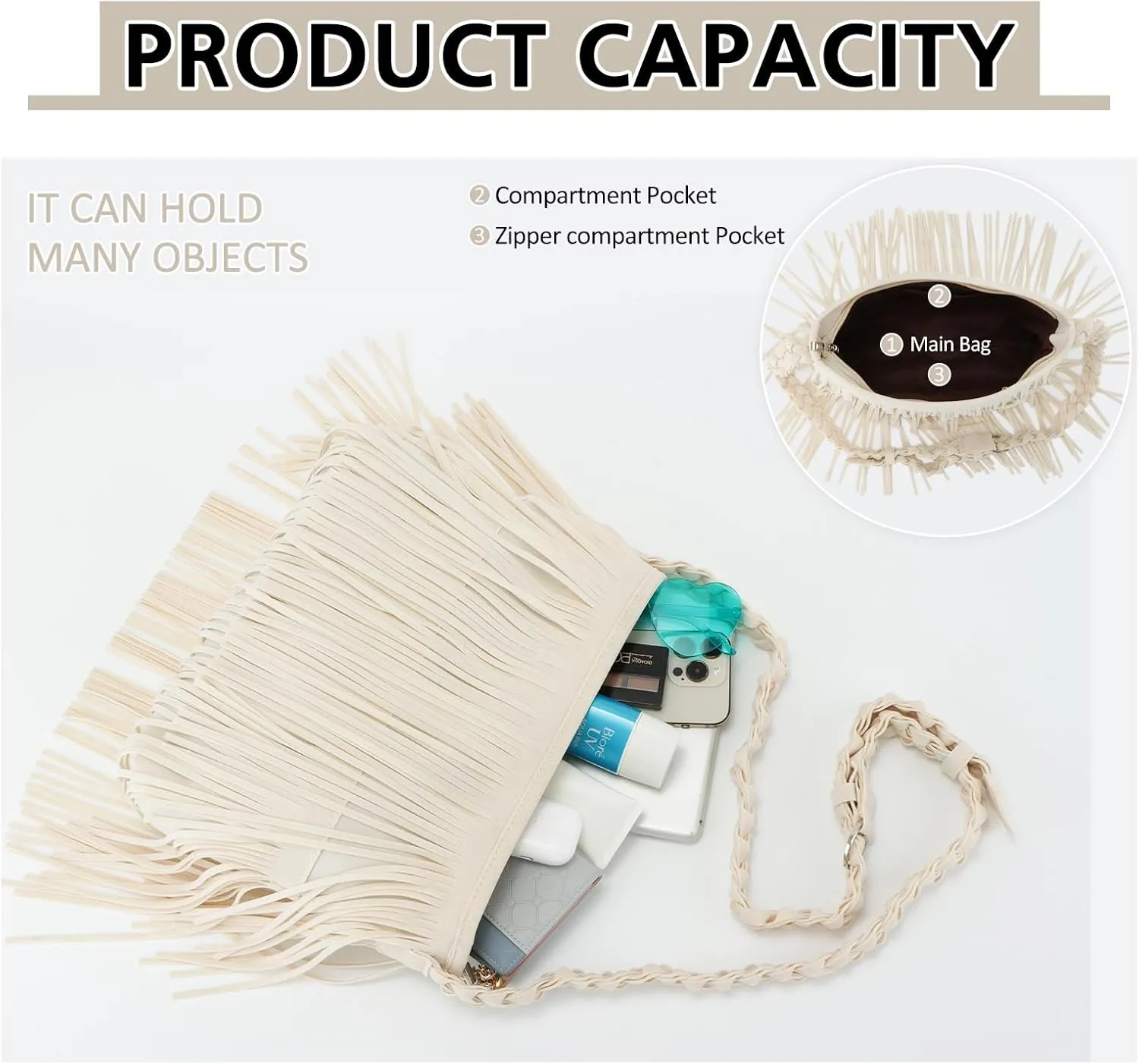Fecialy Faux Suede Fringe Crossbody Bags for Women Western Hippie Shoulder Bag Messenger Bag Sling Bag