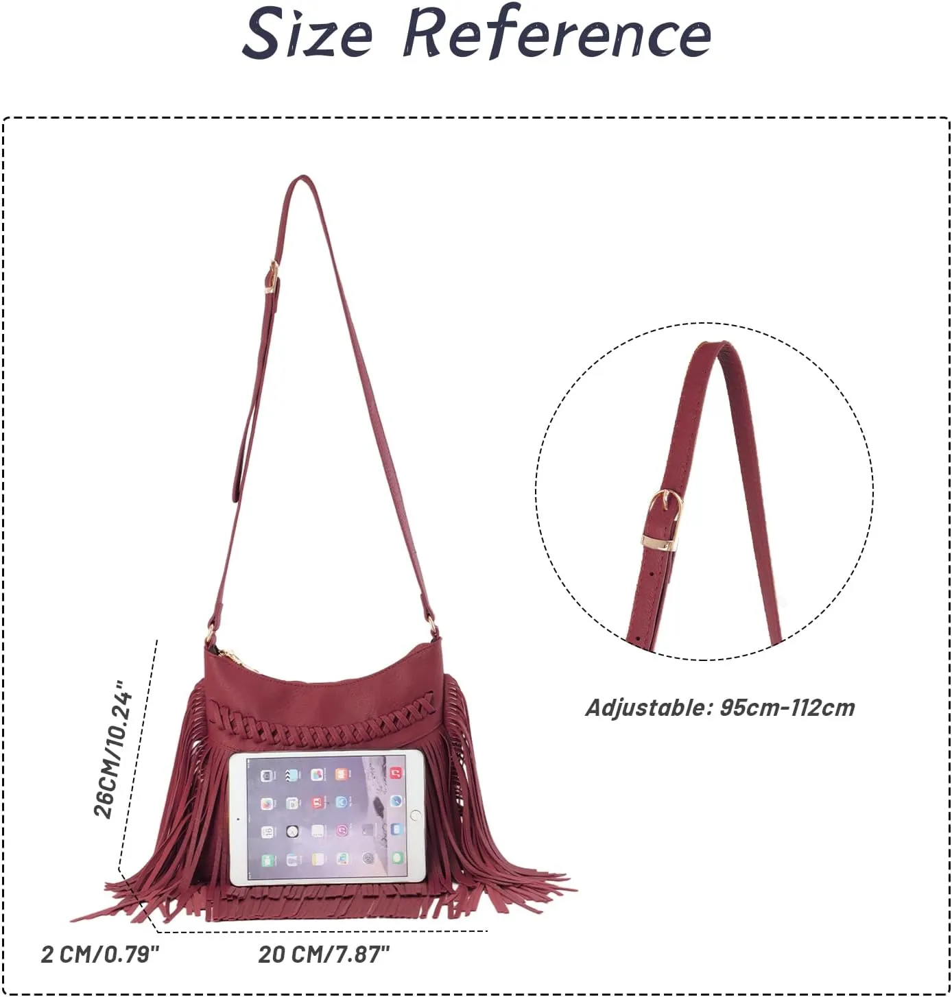 Fecialy Vintage Fringe hobo bags for Women PU Leather Tassel Crossbody Shoulder Bag Western Fringe Purse