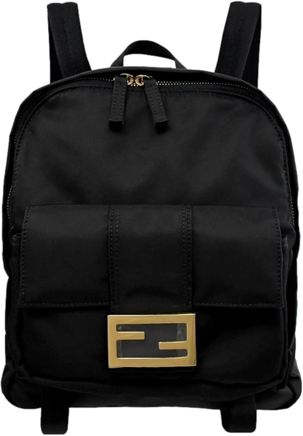 FENDI Baguette Logo Black Nylon Backpack 8BZ048