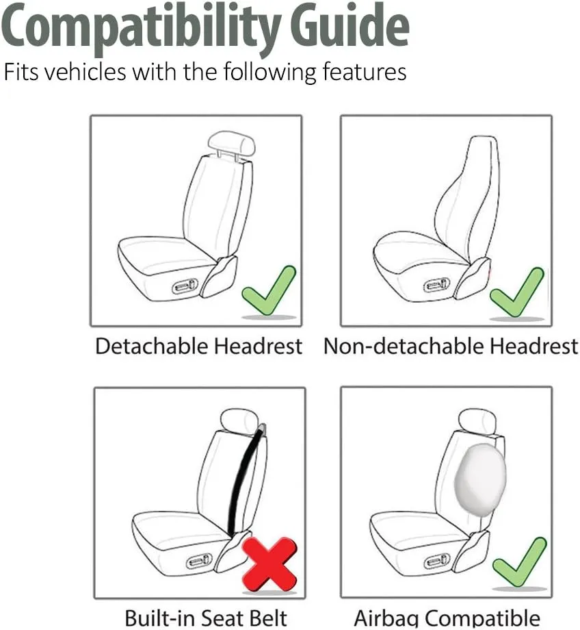 FH Group Car Seat Cover Front Set Beige Premium Fabric Cloth with Airbag Compatible - Van Seat Covers for Bucket Seats with Combo Vinyl Floor Mats, 1-Piece Universal Fit Car Seat Cover for SUV