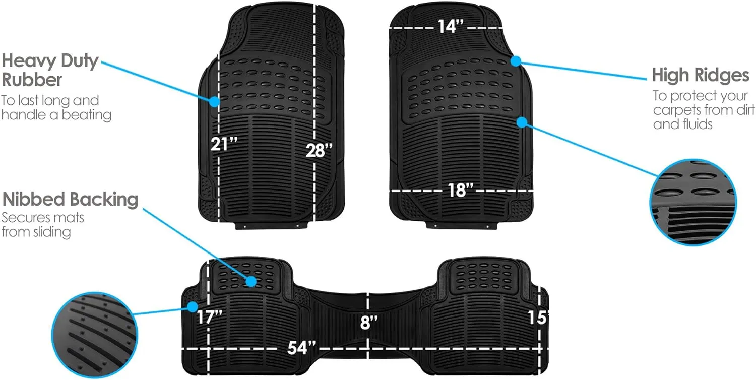 FH Group Light & Breezy Cloth Full Set Car Seat Covers (Gray/Black) Combo Set: Steering Wheel Cover, Seat Belt Pads and Black Vinyl Floor Mats – Universal Fit for Cars Trucks & SUVs