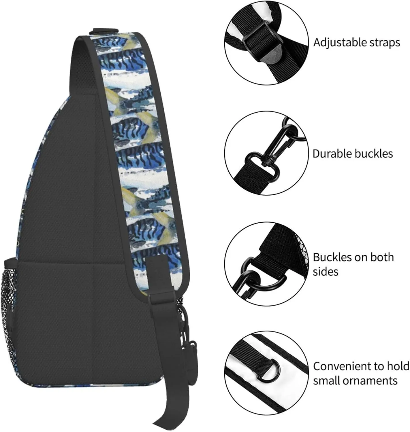 Fish Sling Backpack Chest Bag Crossbody Shoulder Bag Gym Cycling Travel Hiking Daypack For Men Women