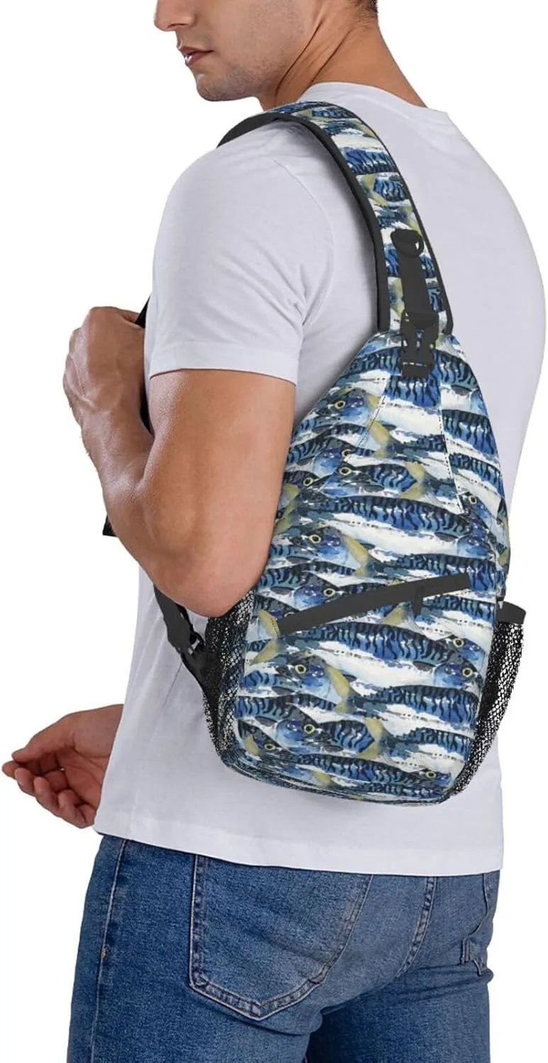 Fish Sling Backpack Chest Bag Crossbody Shoulder Bag Gym Cycling Travel Hiking Daypack For Men Women