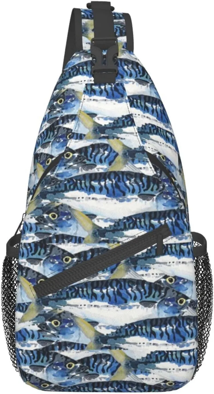 Fish Sling Backpack Chest Bag Crossbody Shoulder Bag Gym Cycling Travel Hiking Daypack For Men Women