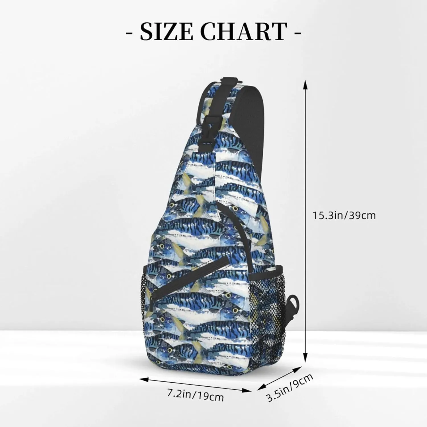 Fish Sling Backpack Chest Bag Crossbody Shoulder Bag Gym Cycling Travel Hiking Daypack For Men Women