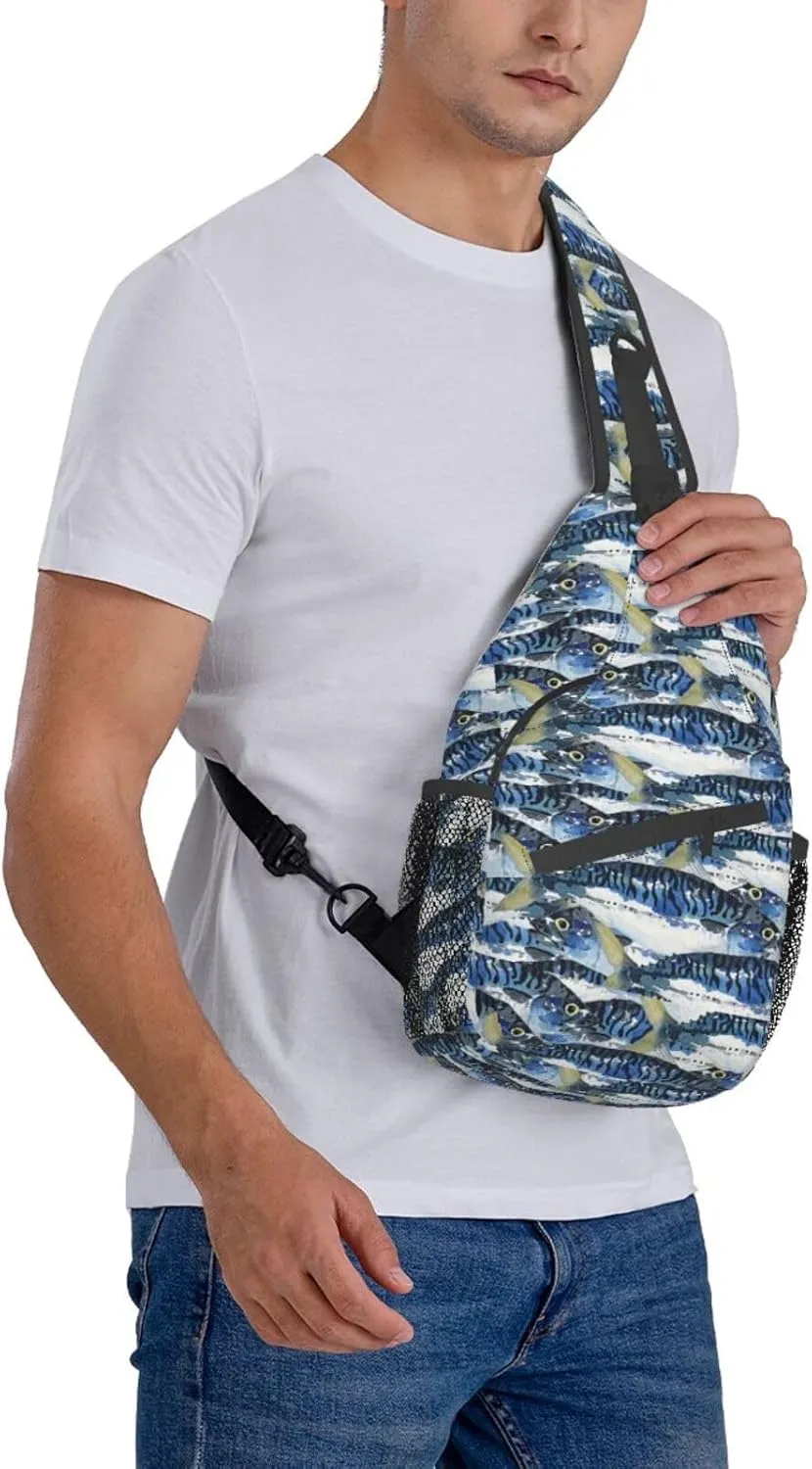 Fish Sling Backpack Chest Bag Crossbody Shoulder Bag Gym Cycling Travel Hiking Daypack For Men Women
